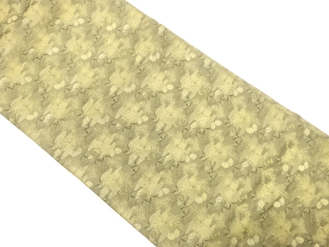 JAPANESE KIMONO / ANTIQUE MARU OBI / SILK / WOVEN FLOWER